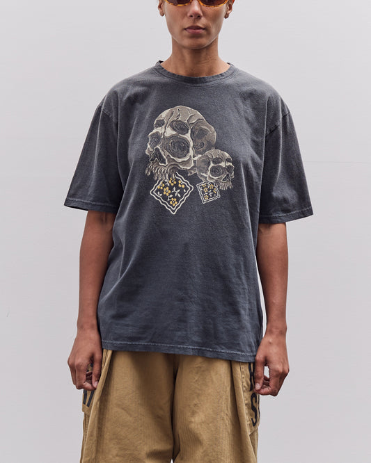 Kapital Jersey Crew T Rain Skull, Black