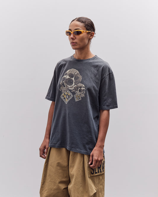Kapital Jersey Crew T Rain Skull, Black