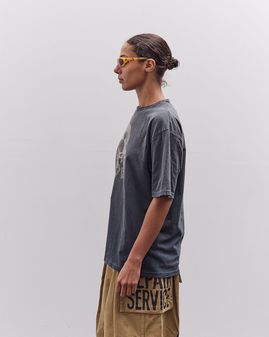 Kapital Jersey Crew T Rain Skull, Black