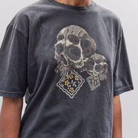 Kapital Jersey Crew T Rain Skull, Black