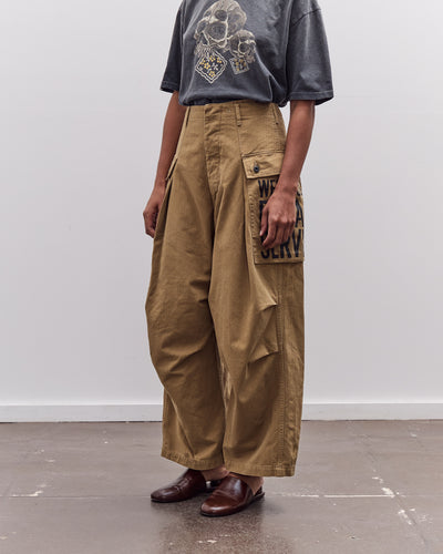 Kapital Herringbone Jumbo Monkey Pants - Factory Repaired & Embroidery, Camel