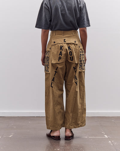 Kapital Herringbone Jumbo Monkey Pants - Factory Repaired & Embroidery, Camel