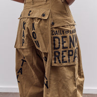 Kapital Herringbone Jumbo Monkey Pants - Factory Repaired & Embroidery, Camel