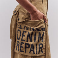 Kapital Herringbone Jumbo Monkey Pants - Factory Repaired & Embroidery, Camel