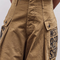 Kapital Herringbone Jumbo Monkey Pants - Factory Repaired & Embroidery, Camel
