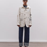 Kapital Rough-Face Twill CACTUS BEER JKT (Memorial Paint Model), Ecru