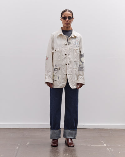 Kapital Rough-Face Twill CACTUS BEER JKT (Memorial Paint Model), Ecru