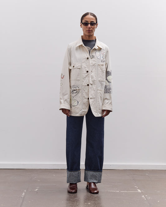 Kapital Rough-Face Twill CACTUS BEER JKT (Memorial Paint Model), Ecru