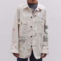 Kapital Rough-Face Twill CACTUS BEER JKT (Memorial Paint Model), Ecru