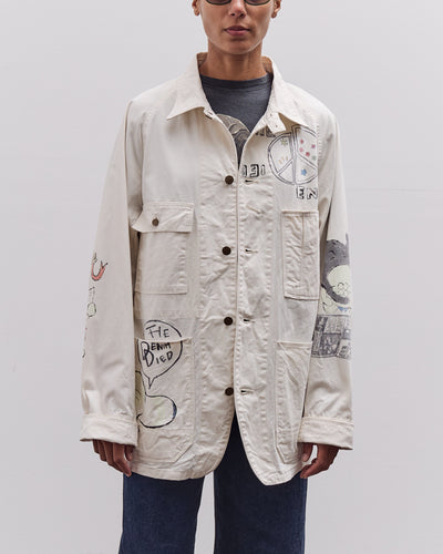 Kapital Rough-Face Twill CACTUS BEER JKT (Memorial Paint Model), Ecru