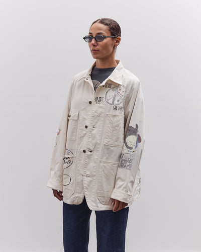 Kapital Rough-Face Twill CACTUS BEER JKT (Memorial Paint Model), Ecru