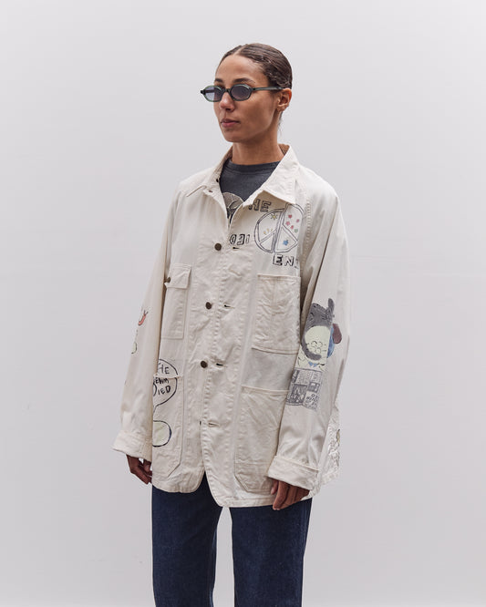 Kapital Rough-Face Twill CACTUS BEER JKT (Memorial Paint Model), Ecru