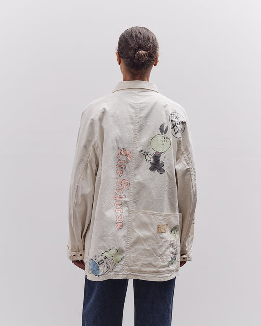 Kapital Rough-Face Twill CACTUS BEER JKT (Memorial Paint Model), Ecru
