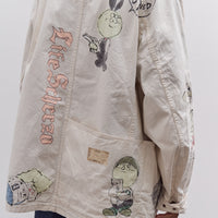 Kapital Rough-Face Twill CACTUS BEER JKT (Memorial Paint Model), Ecru