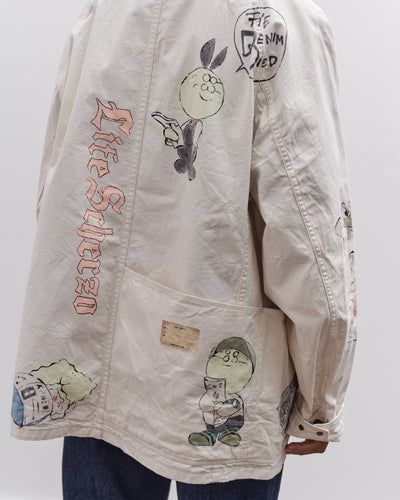 Kapital Rough-Face Twill CACTUS BEER JKT (Memorial Paint Model), Ecru