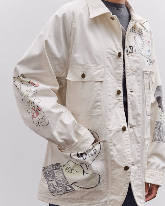 Kapital Rough-Face Twill CACTUS BEER JKT (Memorial Paint Model), Ecru