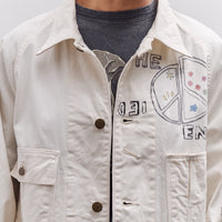 Kapital Rough-Face Twill CACTUS BEER JKT (Memorial Paint Model), Ecru