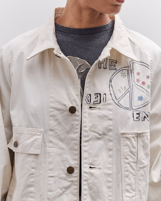 Kapital Rough-Face Twill CACTUS BEER JKT (Memorial Paint Model), Ecru