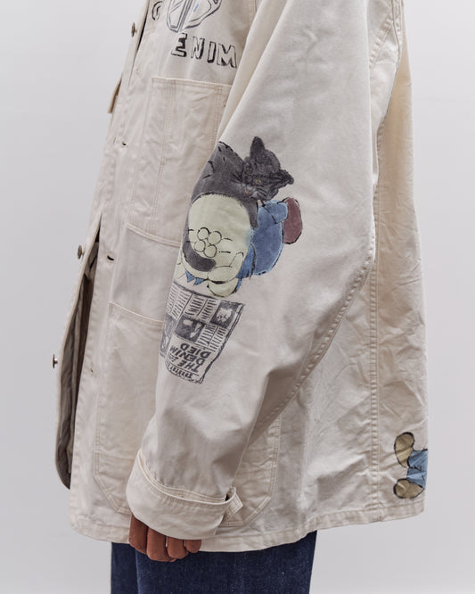 Kapital Rough-Face Twill CACTUS BEER JKT (Memorial Paint Model), Ecru