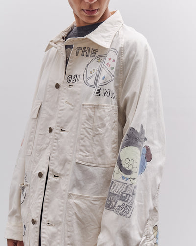 Kapital Rough-Face Twill CACTUS BEER JKT (Memorial Paint Model), Ecru