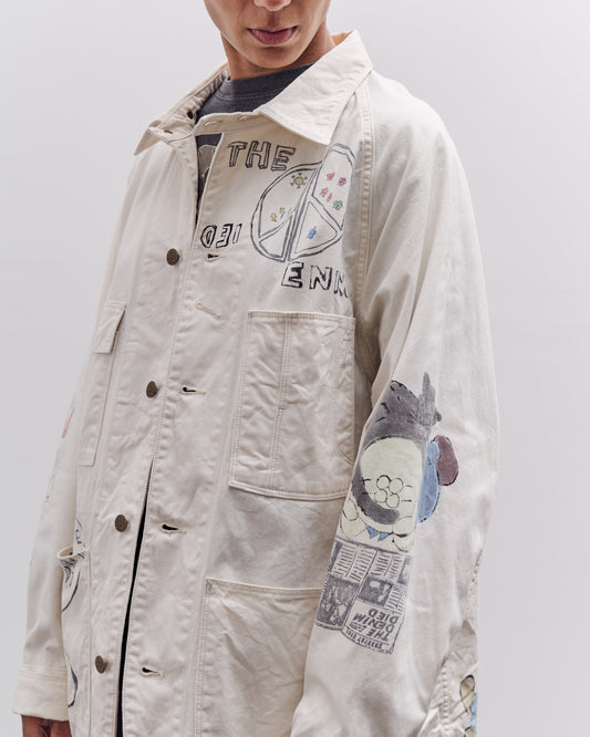 Kapital Rough-Face Twill CACTUS BEER JKT (Memorial Paint Model), Ecru