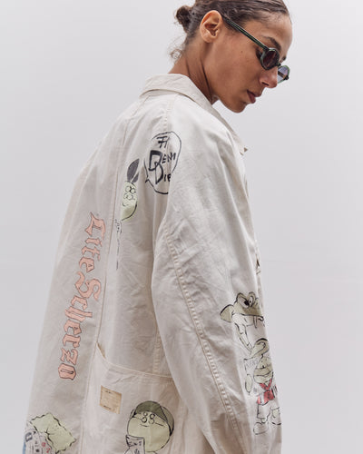 Kapital Rough-Face Twill CACTUS BEER JKT (Memorial Paint Model), Ecru