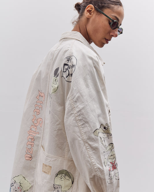 Kapital Rough-Face Twill CACTUS BEER JKT (Memorial Paint Model), Ecru