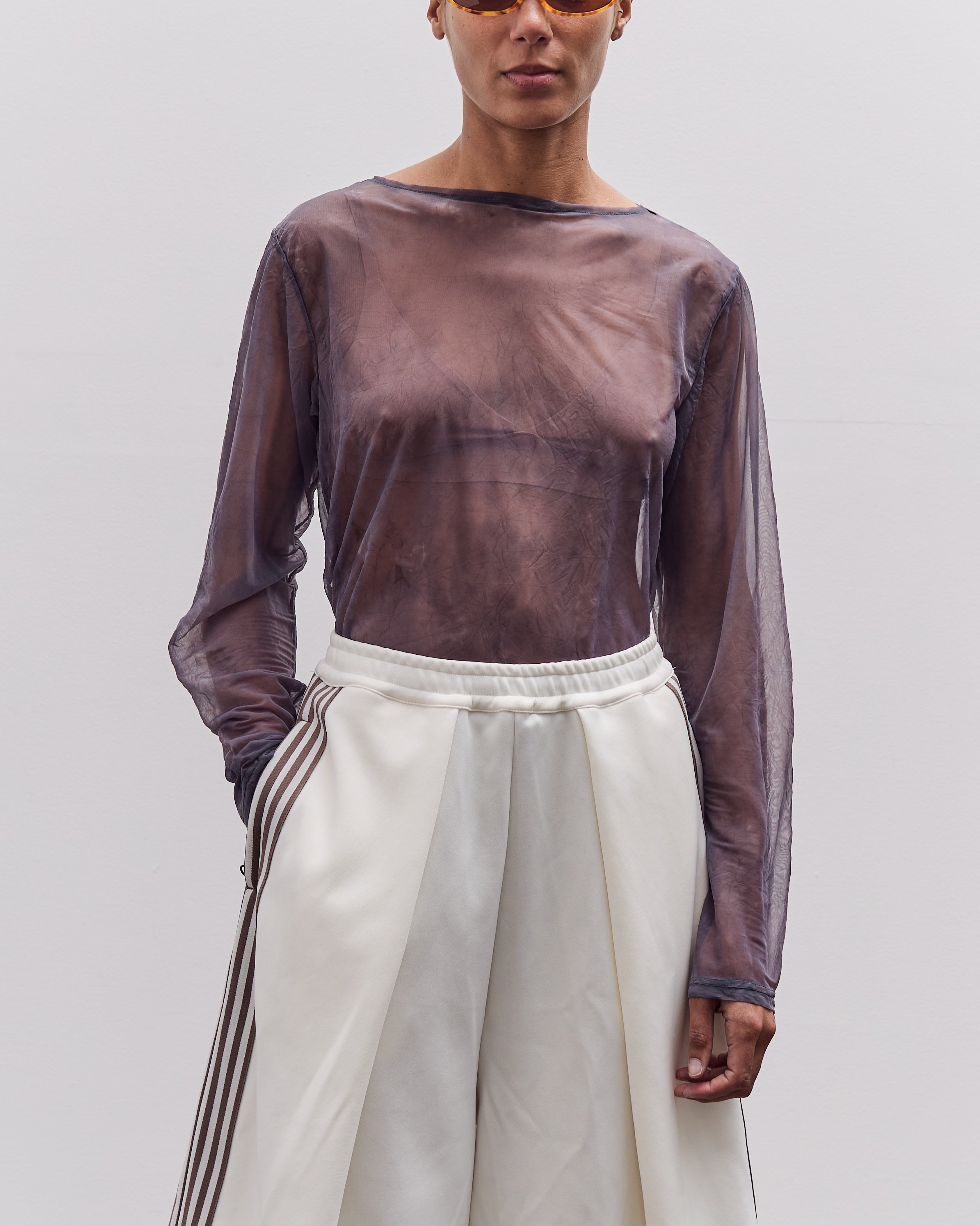 Kapital Sheer Jersey DIP-DYE Boat-Neck Long Sleeve T, Purple