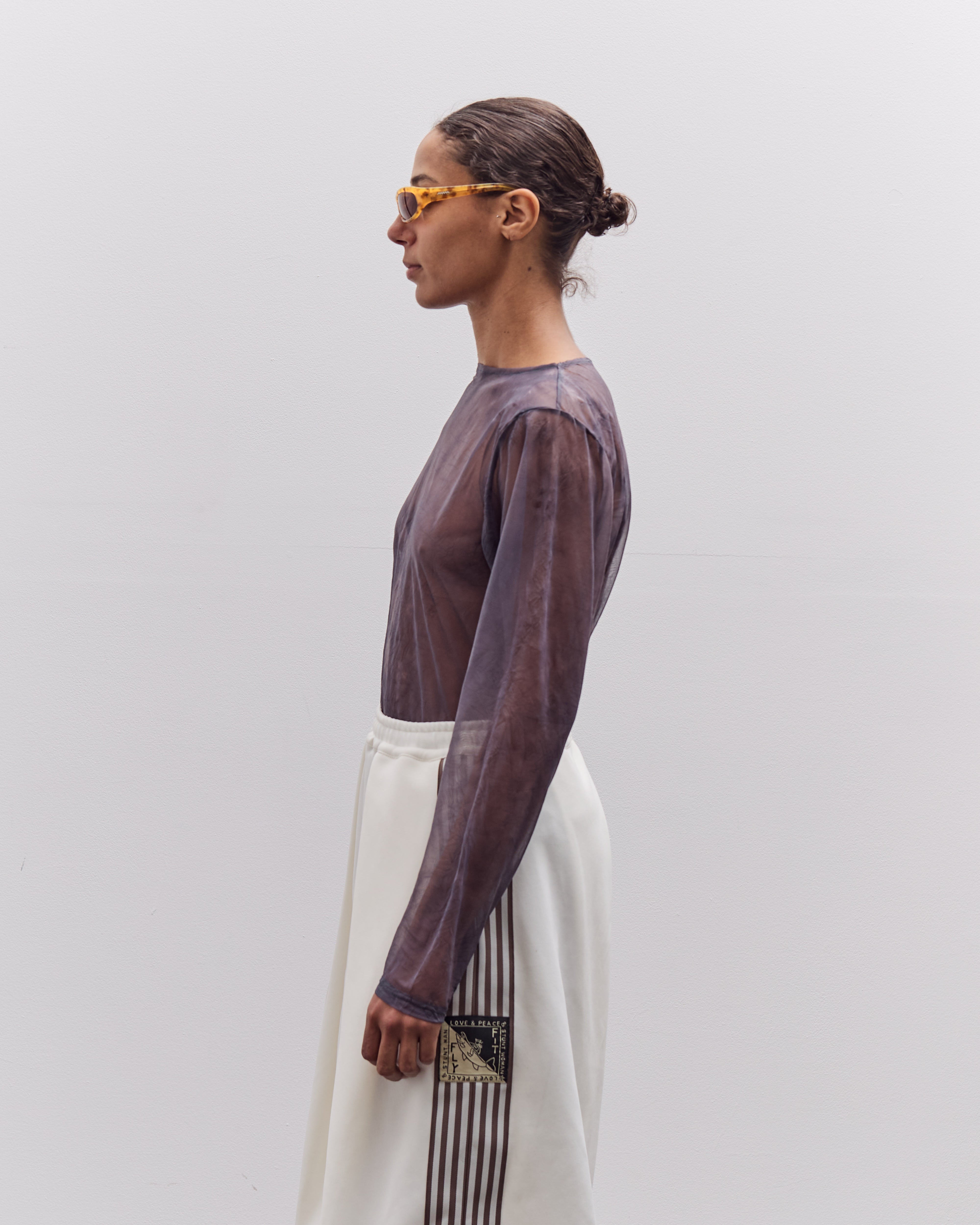 Kapital Sheer Jersey DIP-DYE Boat-Neck Long Sleeve T, Purple