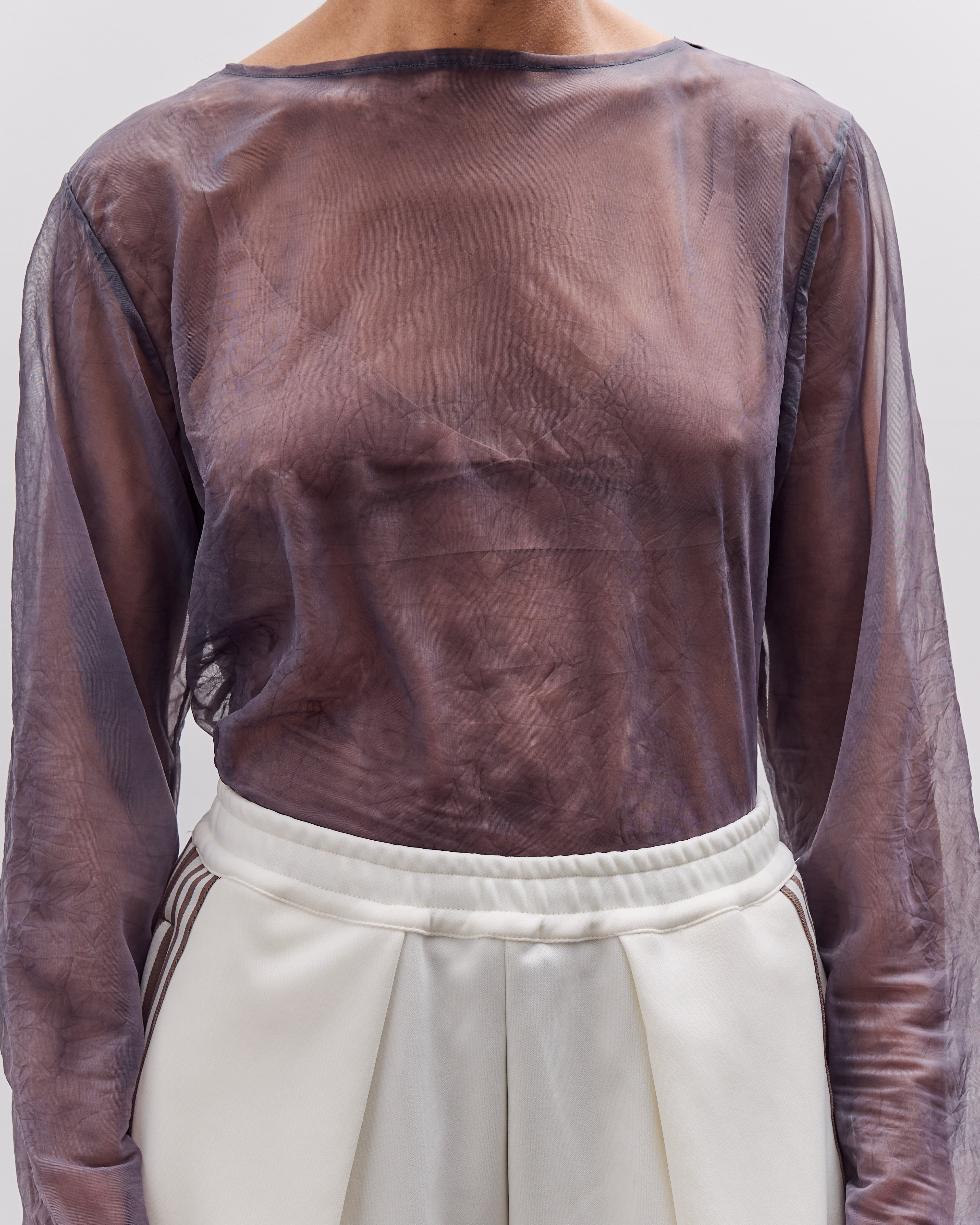 Kapital Sheer Jersey DIP-DYE Boat-Neck Long Sleeve T, Purple