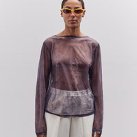 Kapital Sheer Jersey DIP-DYE Boat-Neck Long Sleeve T, Purple