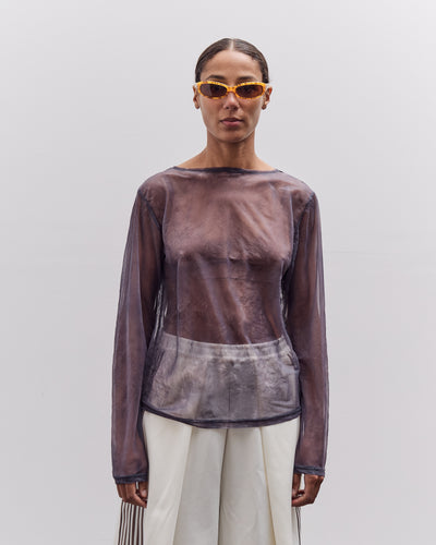 Kapital Sheer Jersey DIP-DYE Boat-Neck Long Sleeve T, Purple