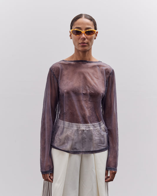 Kapital Sheer Jersey DIP-DYE Boat-Neck Long Sleeve T, Purple