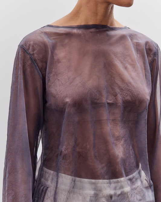 Kapital Sheer Jersey DIP-DYE Boat-Neck Long Sleeve T, Purple