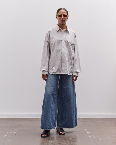 Kapital Cotton Stripe Cabin Work Shirt, White
