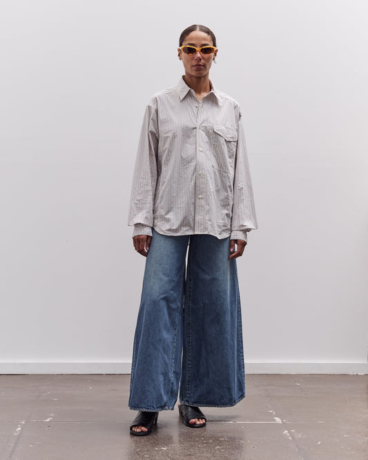 Kapital Cotton Stripe Cabin Work Shirt, White