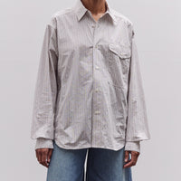 Kapital Cotton Stripe Cabin Work Shirt, White