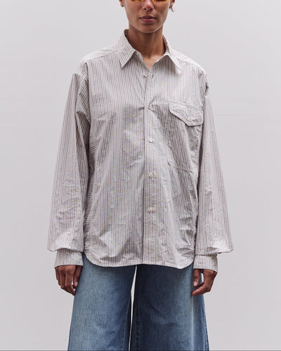 Kapital Cotton Stripe Cabin Work Shirt, White