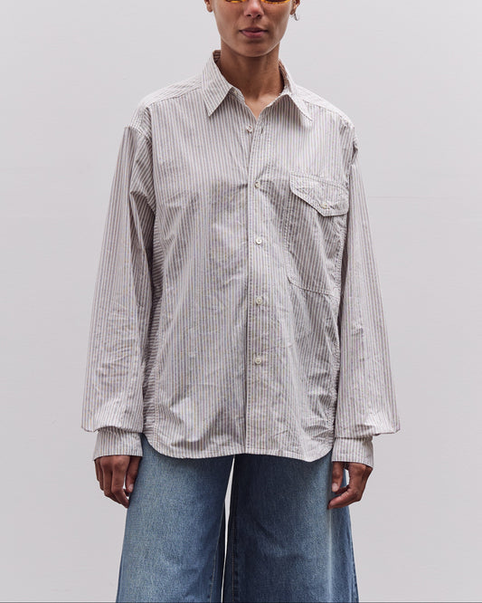 Kapital Cotton Stripe Cabin Work Shirt, White