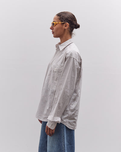 Kapital Cotton Stripe Cabin Work Shirt, White