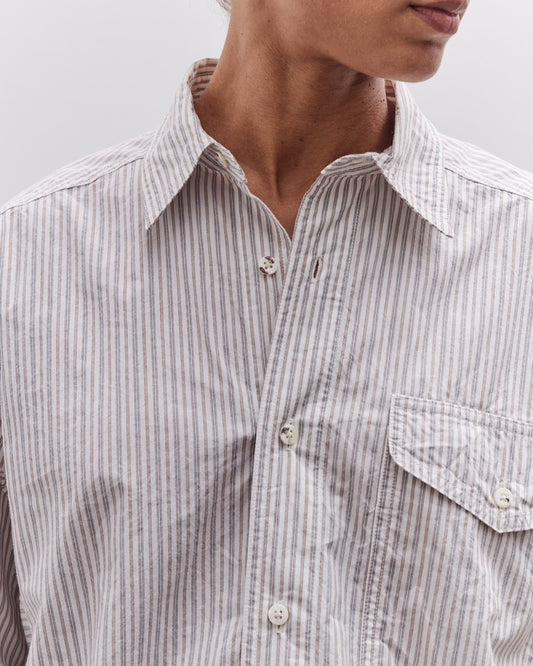 Kapital Cotton Stripe Cabin Work Shirt, White