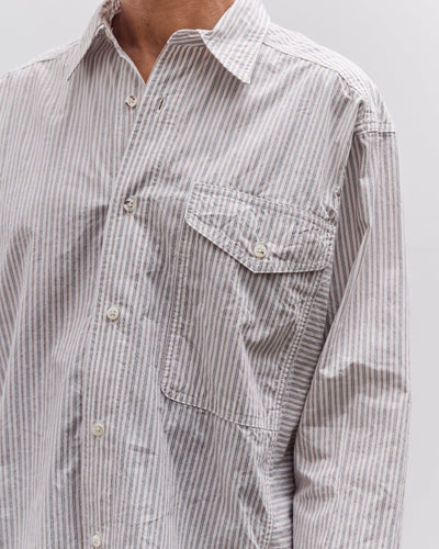 Kapital Cotton Stripe Cabin Work Shirt, White