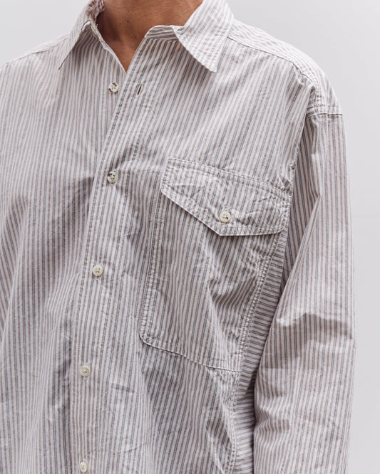 Kapital Cotton Stripe Cabin Work Shirt, White