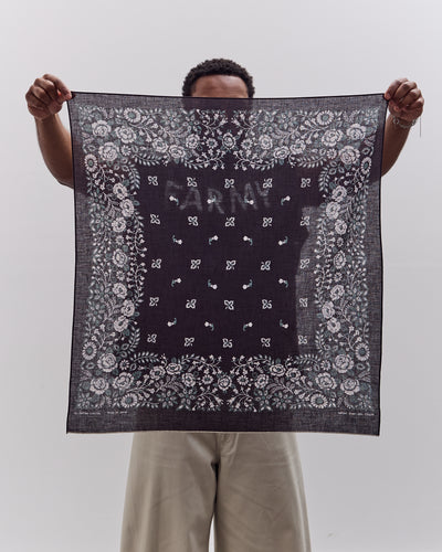 Kapital Fastcolor Selvedge Bandana, Churchill Garden Large, Black