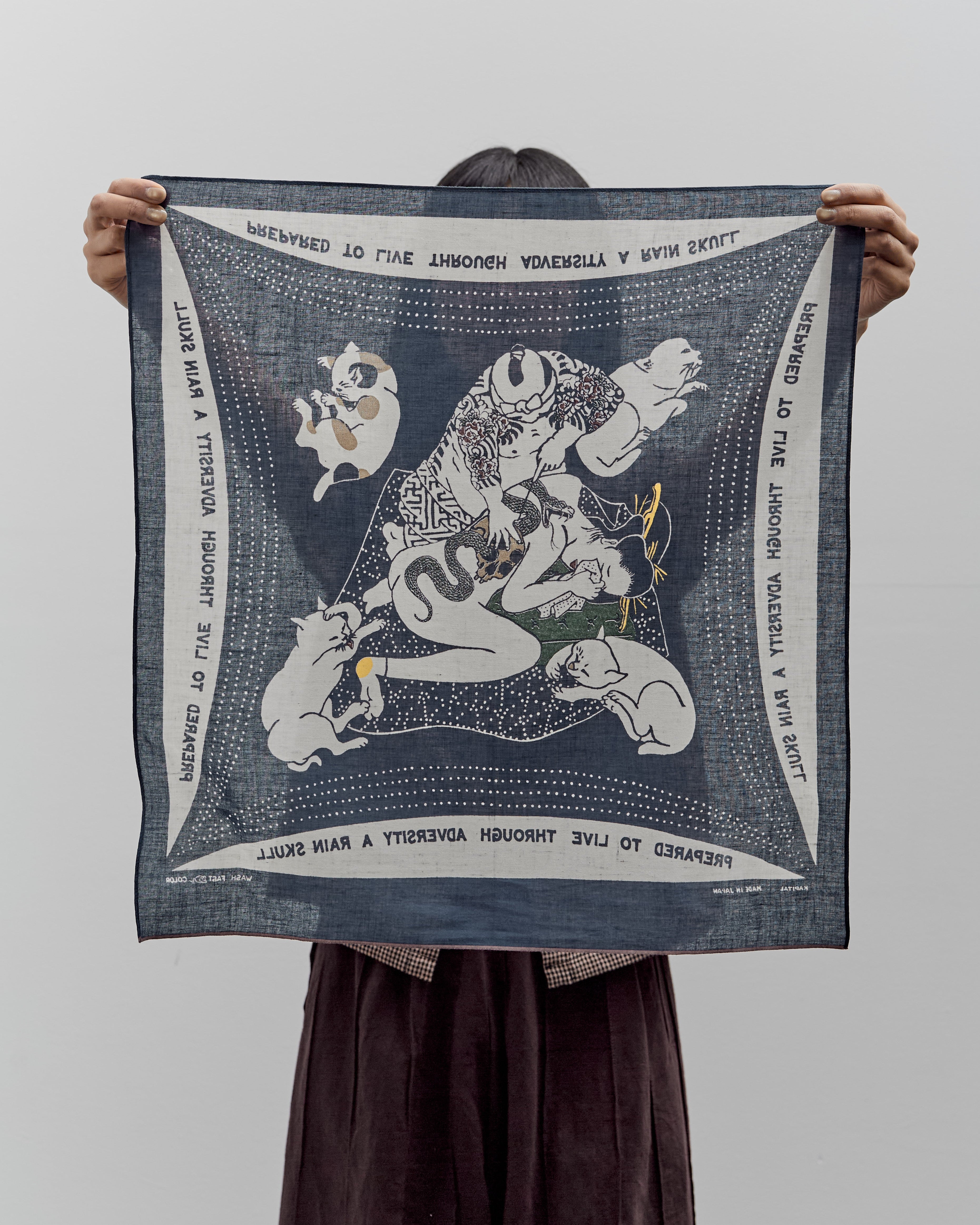 Kapital Rainskull No Woman No Cry Bandana, Navy/White – Glasswing