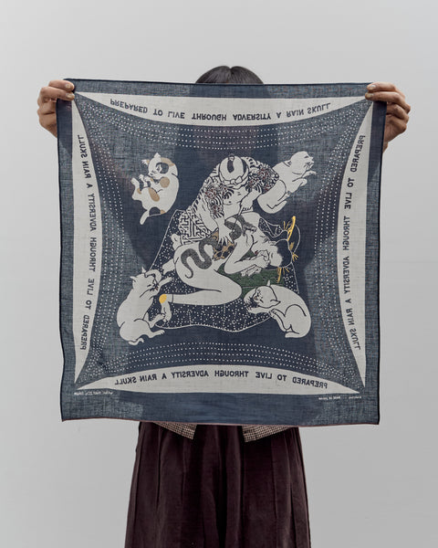 Kapital Rainskull No Woman No Cry Bandana, Navy – Glasswing
