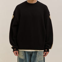 Kapital 5G Wool Bone Crew Sweater, Black