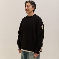 Kapital 5G Wool Bone Crew Sweater, Black