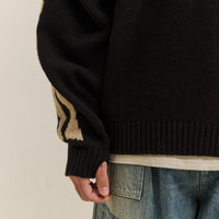 Kapital 5G Wool Bone Crew Sweater, Black