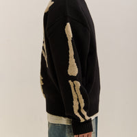 Kapital 5G Wool Bone Crew Sweater, Black